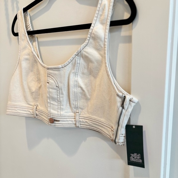 Wild Fable NWT Women's Cream Denim Cropped Tank Top Side Zipper Size L, XL & XXL - Picture 4 of 10